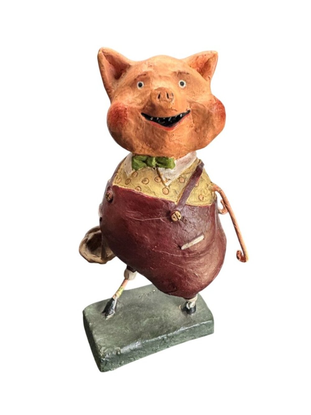 Lori Mitchell Three Little Pigs Figure Folk Art Resin Paper Pulp 6 1/4" Repair - Picture 2 of 7